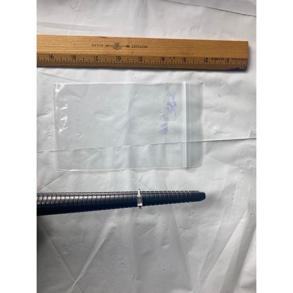 Silver Tone Rectangle Solitaire Ring Elegant Mini… - image 4